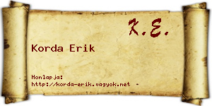 Korda Erik névjegykártya